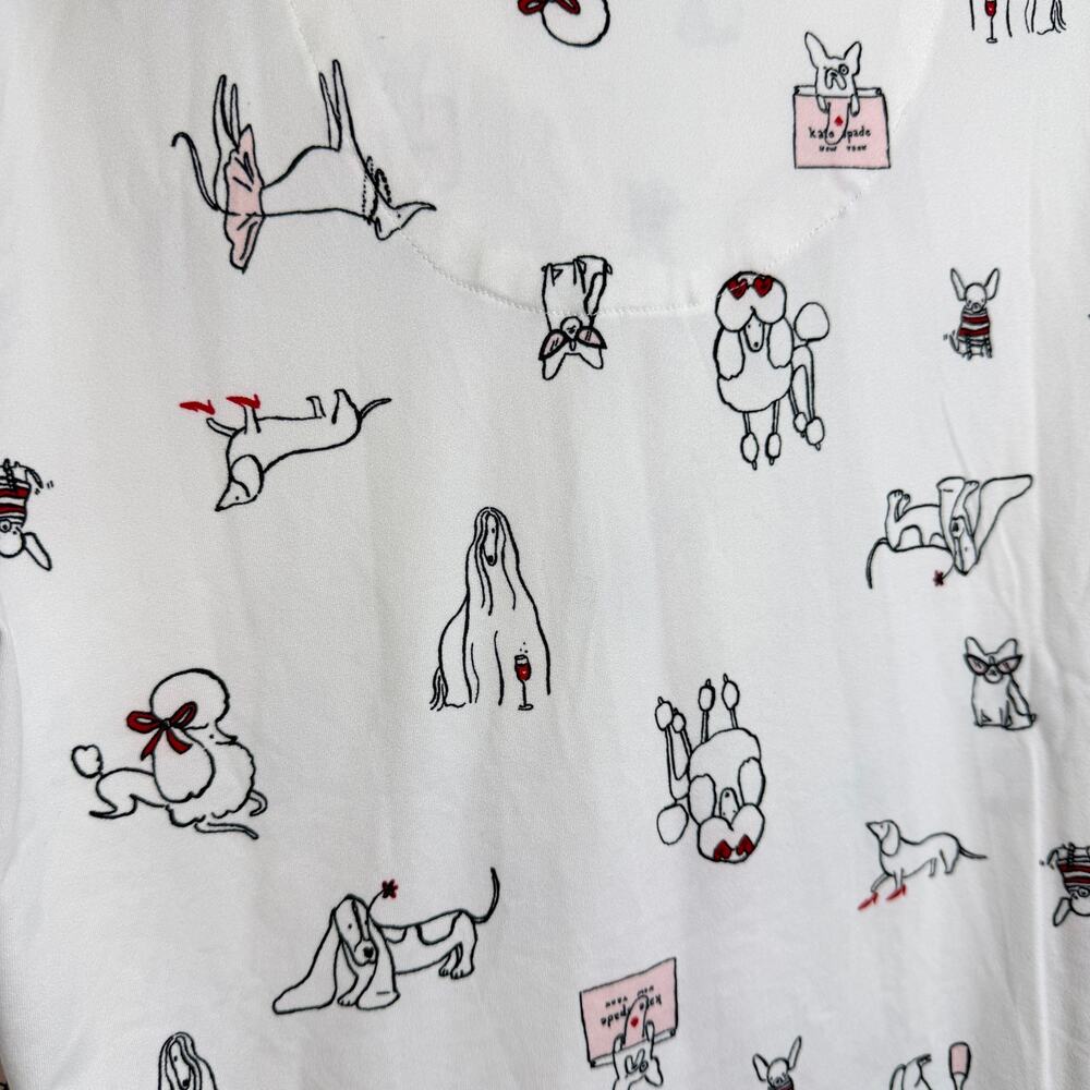 NWT Kate Spade Cream with black dogs pattern pajama set size S - Picture 7 of 12